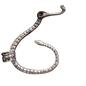SNAKE ear cuff, wrap around pierced earring Silvertone